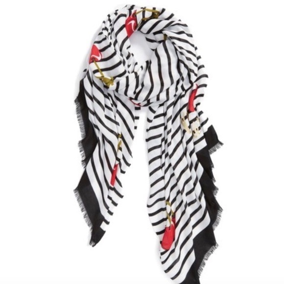 Adorable Kate Spade New York Ma Cherrie Oblong Scarf/Wrap 🍒 - Picture 5 of 13